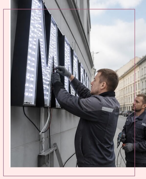 Изготовление и монтаж светодиодных LED вывесок в Гае